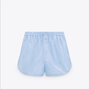 Zara NWT Striped Poplin Shorts